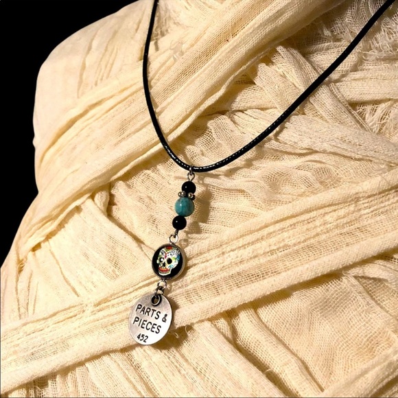 Halloween Parts & Pieces Sugar Skull Token Charm Necklace - Picture 8 of 13